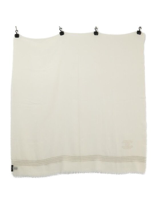 Chanel Accessories - Chanel CC Logo Chain Embroidery Wool Scarf